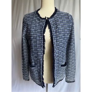 J.CREW Small Navy and Black Wool Woven Patterned Blazer/Jacket